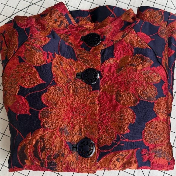 1960s Style Brocade Swing Jacket “Jackie O” Evening Coat • Mandarin Collar - Picture 14 of 15